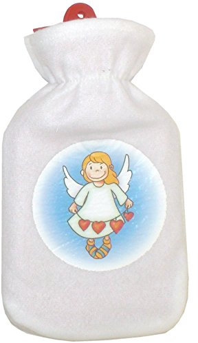 Wärmflasche Schutzengel mit Fleeceüberzug Wärmeflasche Engel Bezug Fleece Wärmekissen (Schutzengel mit Herzband)