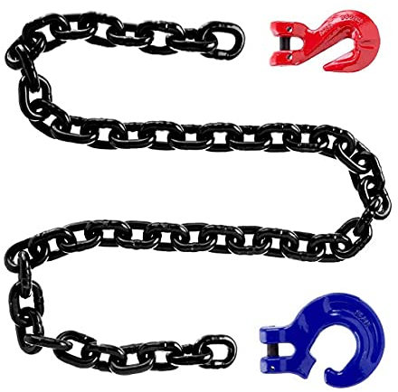 Forstkette Rückekette 8mm Holz Schleppkette Kette - 1m Tragfähigkeit=2000kg SET - Anschlagkette Kettengehänge Krankette Güteklasse 8