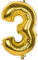 Boland 22023 - Folienballon Zahl '3' Gold 86 cm, Gold, Zahlenballon, Nummer, Ballon, Luft, Geburtstag, Jubiläum, Kindergeburtstag, Geschenk