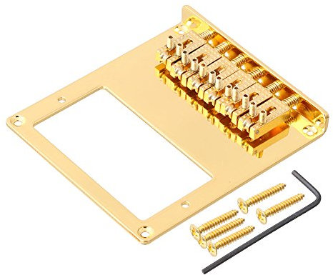 LYWS Humbucker Gitarrenbrücke, Rollensattel, 6 Saiten, für Tele Telecaster Gitarre (Gold)