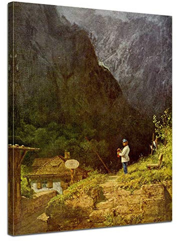 Bilderdepot24 Bild auf Leinwand | Carl Spitzweg Tiroler Mauthaus in 90x120 cm als Wandbild | Wand-deko Dekoration Wohnung alte Meister | NEU-180202-90x120-tm