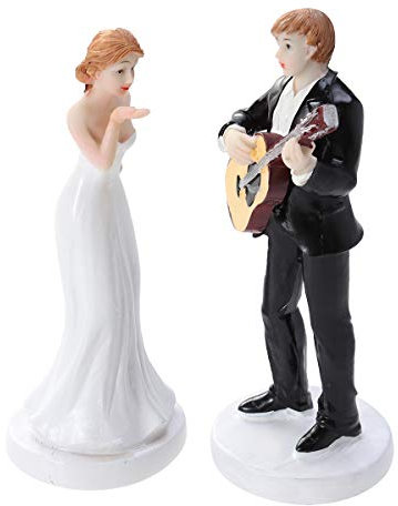 Romantic Guitar Bride and Groom Cake Topper Elegant Cake Topper Figurine Wedding Decoration Figurine Resin