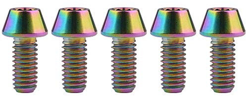 Ruifu M4 x 8 15 20 mm Titan Kegelkopfschrauben Schrauben Steigung 0,6 mm für Fahrrad/Motorrad Gr5 Ti 5 Stück (M4 x 8 mm, Regenbogen)