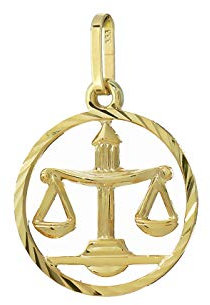 NKlaus Waage Sternzeichen 333 8 Karat Gelbgold 15mm Kettenanhänger Horoskop Zodiak 9155