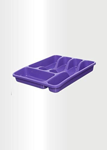 ECO 5 Compartment Plastic Cutlery Holder Tray Drawer Organiser Rack (Purple) 35x28 cm