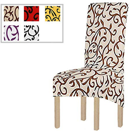 KELUINA Druck Stoff Stretch XL Stuhlhussen für Esszimmerstühle, 2/4/6 Stück Elastic Large Chair Schonbezug für Esszimmer Hochzeit Bankett Party Dekoration (Champagner,4 Pack)