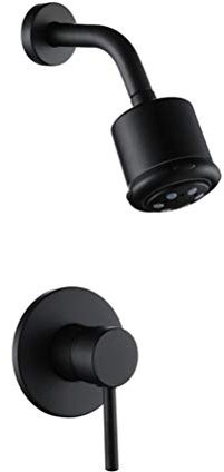 Grifo de ducha Empotrado, Latón Negro Mate/Cromo Grifo de baño Ducha Frio Caliente Válvula de agua Conjunto 3 formas monomando Mezclador de ducha Set,Negro