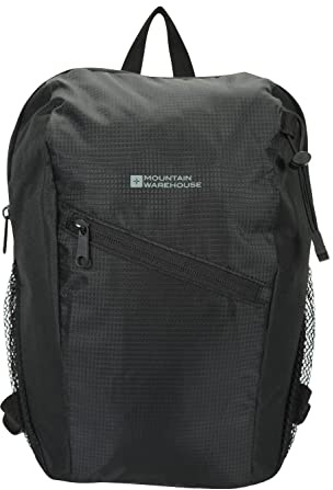 Mountain Warehouse Pluto 10-Liter-Rucksack - Freizeit-Tagesrucksack mit Schulterriemen, Rucksack mit Bungee-Schnüren, Flaschentasche - für Camping, Outdoor, Reisen Schwarz Einheitsgröße