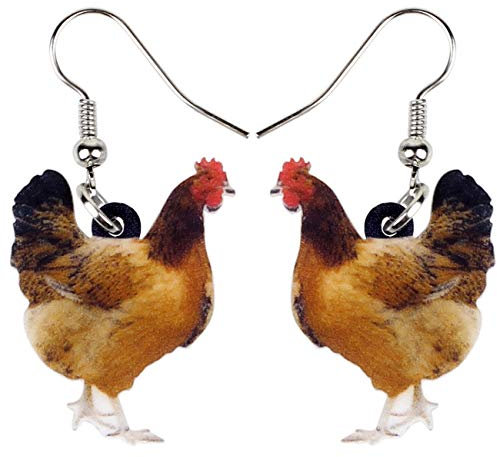 DOWAY Cute Huhn Henne Hahn Ohrringe Acryl baumeln Schmuck für Frauen Mädchen lustig Party Geschenke (Lehm)