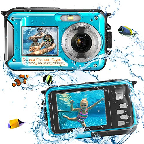 InLoveArts Submarina cámara Digital de la cámara Full HD 2.7K, 48 MP cámara Impermeable,Zoom Digital 16x, con micrófono LED con Temporizador automático, Pantalla TFT-LCD de 2.7Completamente sellada