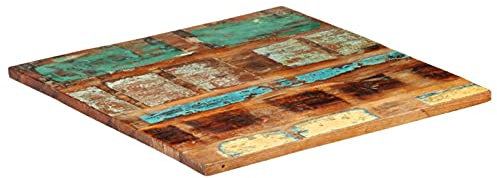 Tidyard Tischplatte DIY Schreibtischplatte Bürotischplatte Holzplatte Platte für Esstisch Esszimmertisch Quadratisch 60x60 cm 25-27 mm Altholz Massiv