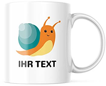 STEMPEL-FABRIK – personalisierte Tasse mit Namen – Kaffeetasse mit Wunschtext individuell gestalten – Geschenk für beste Freundin & Co – Keramiktasse beidseitig bedruckt (330 ml | Schnecke)