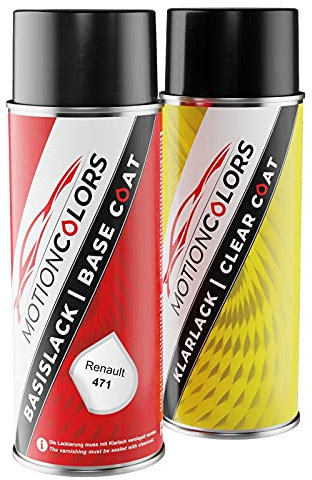 MOTIONCOLORS Bleu 471 für Renault Autolack Sprühdosen Set Basislack Klarlack Spraydose 400ml