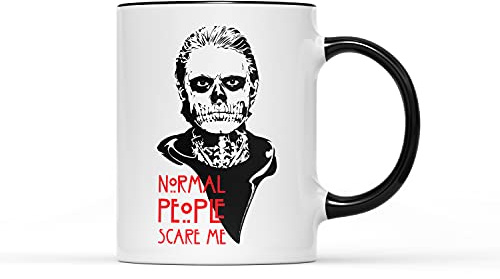 SMARTYPANTS AHS Normal People Scare Me Mug - Horror TV Halloween Ceramic Handle Idea Heavy Duty Handle Dishwasher and Microwave Safe (Black Handle Prime)