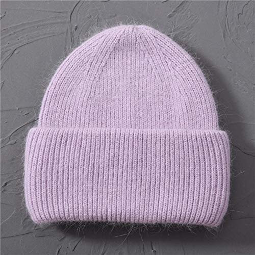 BUXIANGGAN Mütze Beanie Hut Lässige Einfache Klassische Damenmütze Gestrickte Wollmütze Grob Gestrickt Beliebte Wollmütze Lavendel