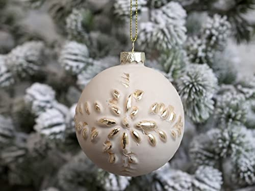 Chic Antique Weihnachtskugel Kugeln, Tropfen, Zapfen, Anhänger,Antik Glaskugel m.Muster Vintage Christbaumkugel Weihnachten X-Mas versch. Größen und Formen Skan Design (51922-07 Ø8cm Puder)