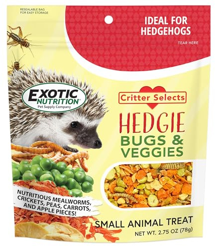 Hedgie Bugs & Veggie Treat - Healthy, Nutritious & Natural High Protein Treat with Carrots, Apples, Peas, Crickets, Mealworms - for Pet Hedgehogs & Other Insectivores… (1 Pack)
