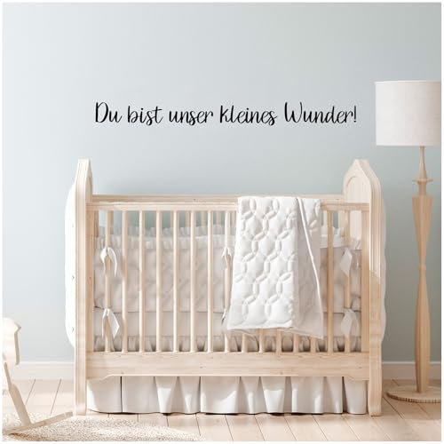 Wandtattoo Schrift Sprüche Zitate für Kinderzimmer Babyzimmer Aufkleber Folie Schwarz Matt Deko Selbstklebend YX036-07 (Du bist unser kleines Wunder)