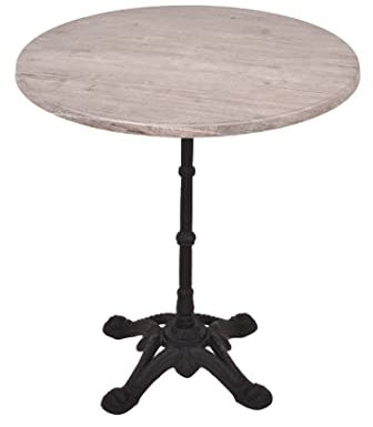 Dynamic24 Bistrotisch Set Washington Pine 70cm Tischgestell Gusseisen schwarz Garten Tisch