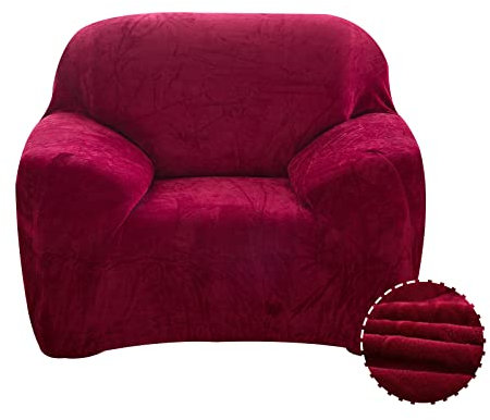 Treer Sofa Überzug Samt 1 2 3 4 Sitzer, Feste Farbe Sofaüberzug Stretch Sofabezug Elastisch Universal Schonbezug Sofa Antirutsch Sofa Hussen Spandex Sofaschoner Sofahusse (Weinrot,3 Sitzer)