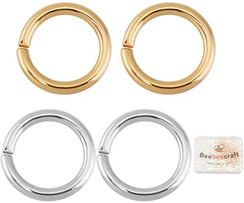 Beebeecraft 300 Stück 2 Farben 5 mm Offene Biegeringe 18K Gold & Sterling Silber Überzogene Schmuckherstellung Biegeringe Für Schlüsselanhänger Halskette Armband Reparatur