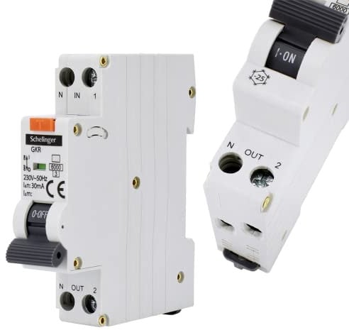 asvendo elektro/Schelinger/Fehlerstromschutzschalter mit integrierterm Leitungsschutzschalter/FI+LS / 1-Polig 30 mA/B/C / 6A / 10A / 16A / 20A / 25A / 30mA (B / 6A)