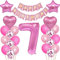 Kindergeburtstag Deko für Mädchen 7 Jahre - Ballons, Happy Birthday Banner, Luftballons Rosa, Konfetti, Helium Set