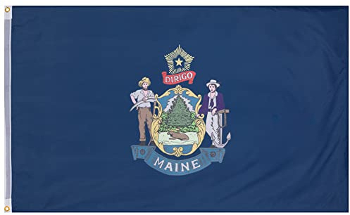 MUWO Flagge America Edition 90 x 150 cm, doppelseitige Gartenflagge, wetterfeste Fanflagge, Fußballflagge Polyester der 50 Vereinigten Staaten, USA-Bundesstaaten mit Ösen (Maine)