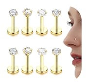 Morfetto 16G G23 Titan Tragus Labret Piercing Gold Lippenpiercing Ashley Medusa Piercing Lippe Ohrpiercing Zirkonia Stern Flat Piercing Ohr Knorpel Tragus Helix Piercings Titan 6mm
