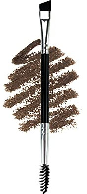Ksvsonrvi Brosse à sourcils, brosse à sourcils professionnelle à double extrémité, pinceau biseauté et pinceau spoolie, noir
