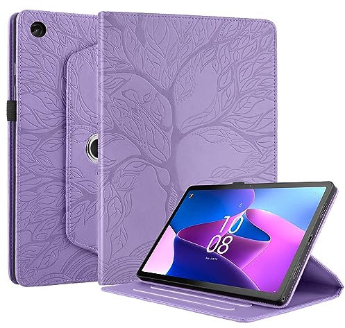 Succtopy Coque Lenovo Tab M10 Plus 10.6 (3rd Gen) TB-125FU/TB128FU 2022 Étui Support Rotatif à 360 Degrés PU Cuir Housse de Protection Portefeuille Tablet Étui Lenovo Tab M10 Plus 3rd Gen Violet