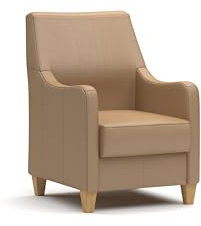 CAVADORE Leder-Sessel Palera / Landhaus-Sessel mit Federkern + massiven Holzfüßen / 70 x 93 x 75 / Leder Beige