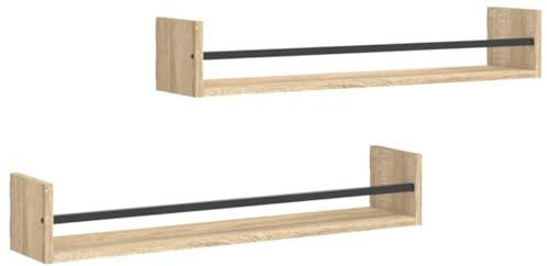 vidaXL Wandregale mit Stangen 2 STK. Sonoma-Eiche 80x16x14 cm