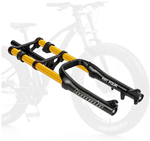 20'' Bicicletta Forcella Anteriore Bici Neve 1-1/8'' Tubo Dritto Fat Bike Forchetta Ammortizzata Viaggio 120mm QR 9mm * 135mm Regolazione Smorzamento (Material : Gold 20'')