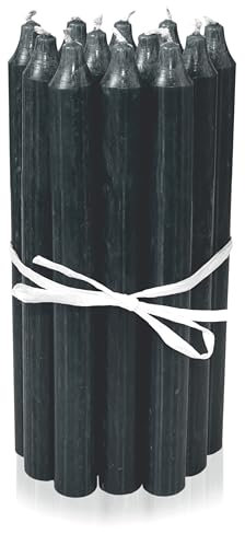 LUMELY dänische Premium Stabkerzen Schwarz, 12er Pack, Höhe 18cm, Ø 2,2cm, Brenndauer ca. 8 Stunden, zylindrische Leuchterkerzen, Deko Kerzen Set, Kerzen Skandinavisch