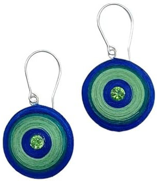 Aspen Art Handgefertigt Damen Ohrringe 100% Espenholz mit SWAROVSKI Zirkone und Verschlüssen Ohrringe Silber 925 - Damen Schmuck Geschenke für Frauen (Türkis)