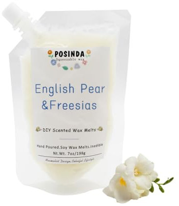 Posinda 1 x Squeezable Wax Melts, englische Birnen-Freesie, zum Selbermachen, duftendes handgefertigtes Sojawachs, einfach zu mischen und zu kombinieren, Düfte für Zuhause, 200 ml