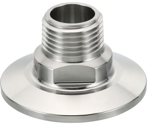 PATIKIL 1.5 Inch TC Tri Clamps Adaptor, Tri-Clover Fittings to NPT 1/2 Male Sanitary Thread Adaptor 304 Stainless Steel for Food Beverage Dairy, Ferrule 50.5mm