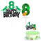 Dino 8th Birthday Cake Topper & Candle Set - Cupcake Toppers & Candles - Boys' Dinosaur Party Decorations