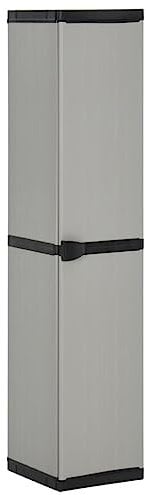 CKioict Materialschrank Büromöbel Mehrzweckschrank Garten-Lagerschrank mit 3 Böden Grau & Schwarz 34x40x168 cmfür Arbeitszimmer, Wohnzimmer