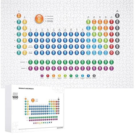 Periodic Table Chemical-elements Chemistry Science Mendeleev Jigsaw Puzzle for Adult Personalised Wooden Jigsaw Picture Artwork For Home Wall Decoration Gift 1000 PCS