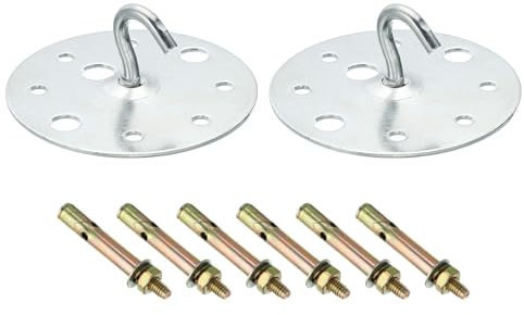 PATIKIL 220lbs 90mm Acier Plafond crochet, 2pcs Plafond Ventilateur Crochet Coussinet Yeux Plaque Mur Cintre Matériel avec Montage Vis pour suspensions Lampe Plante Paniers