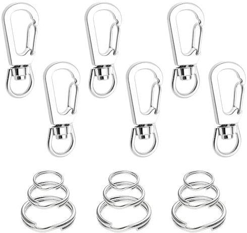 6 Stück Erkennungsmarken-Clips für Halsband, austauschbare Hundemarke, Namensschild, Ring, Clip, Hundemarke, Schnell-Clip-Clips für Haustierhalsband und 9 Schlüsselring-Clips Zubehör