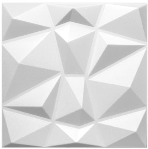 Eurodeco 3D Wandpaneele - 3D Wandverkleidung Paneele - Dekoren Deckenpaneele - Wanddeko Platten - Wandtattoos aus Polystyrol XPS Styropor - 50 x 50 cm, 3 mm Stärke, Diamant Weiß, 1 Stück (0,25m²)