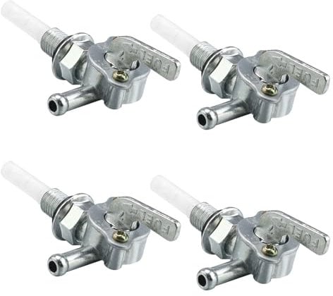 CHSEROK 4 Pezzi Rubinetto Benzina, Diametro 10 mm Rubinetto del Carburante, Bocca Sinistra Destra Interruttore Rubinetto Benzina, per Motociclette Serbatoio Carburante Generatore Kart Fuoristrada