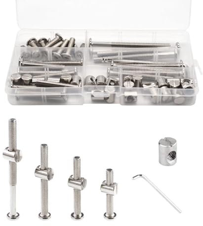 Kit de 160 tornillos de repuesto para cuna de bebé, M6 x 40 mm, 50 mm, 60 mm, 70 mm, 80 mm, tornillos hexagonales para camas, cabeceros, sillas, muebles.
