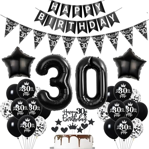 Deko 30. Geburtstag Mann Frauen Schwarz Tortendeko 30 Geburtstag Frauen Party Deko Schwarz Luftballons 30 deko Geburtstagsdeko 30 jahre Mann Ballon