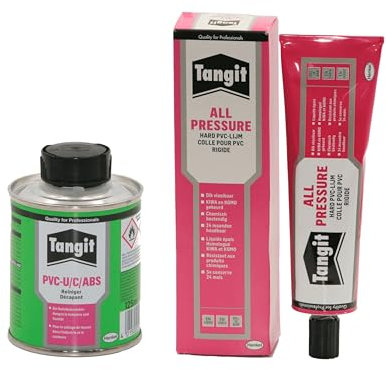 HAF PVC-U/C/ABS Reiniger & Primer in 125ml Dose + PVC-U Kleber All Pressure Spezialkleber in 125g Tube - Geeignet für Klebeverbindungen aus PVC-U und PVC-C - Menge: 1x Reiniger & 1x Kleber