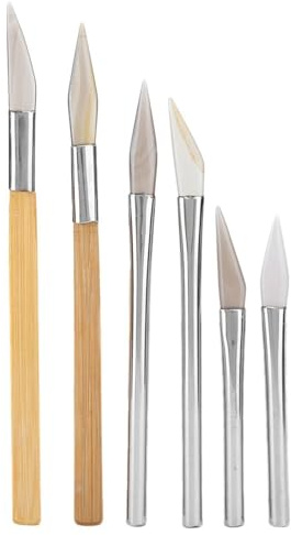 Polierset aus Natürlichem Achat für Polierwerkzeuge für Gold, Silber, Platin, Schmuck, Bambus-Eisengriff, Verschiedene Formen und Größen