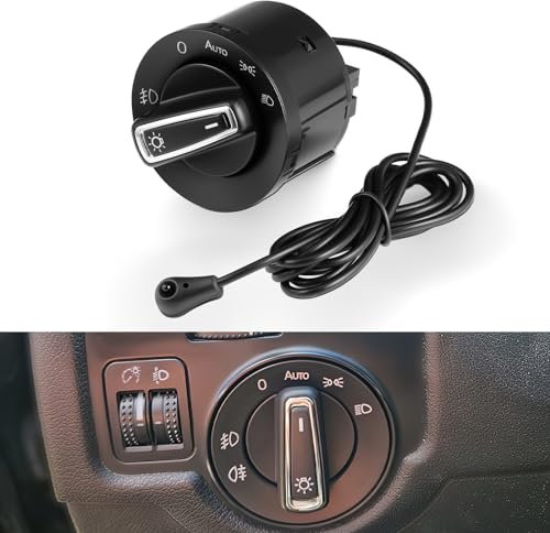 GEAREVER Interruttore per fari con modulo sensore di luce, interruttore automatico della luce per VW Golf MK5 MK6 Jetta Touran Passt, interruttore per fanale 1Z0941431K